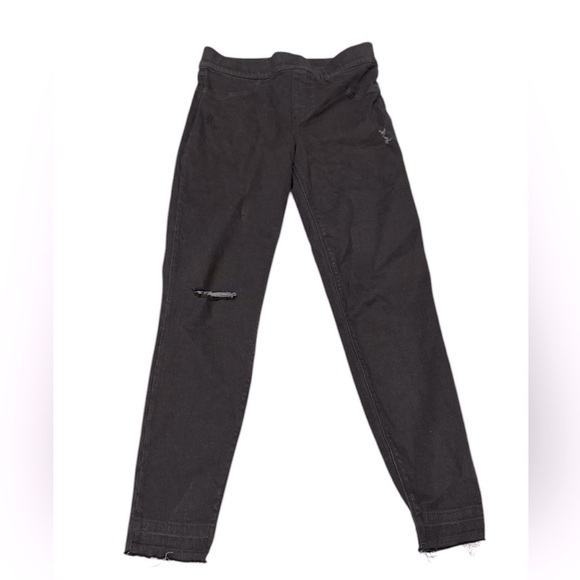 SPANX Womens Distressed Skinny Jeggings Black Cotton Blend Stretch Size Medium - Picture 1 of 3